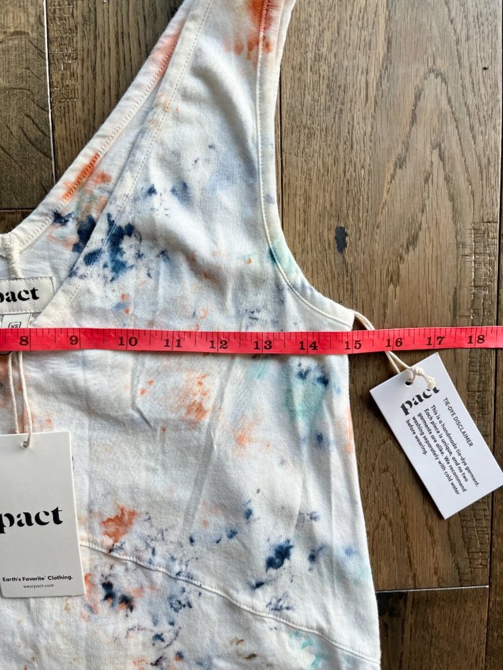 Pact Sunlight Tie Dye Organic Cotton Midi Dress NWT Size XS White Multicolor - Picture 6 of 7